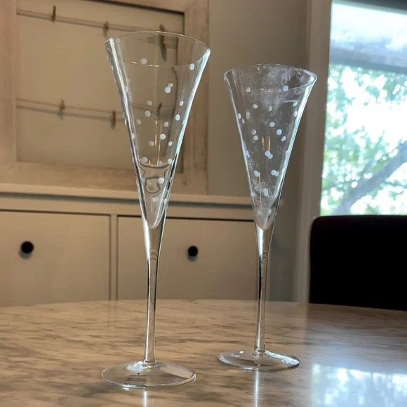 New in box  kate spade new york Larabee Dot Toasting Flute Pair, Lenox - Picture 3 of 5